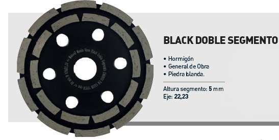 Muela vaso black doble segmento 180mm