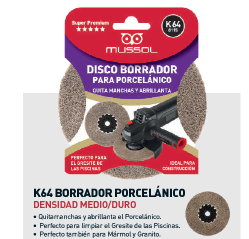 Blister borrador K64 porcelánico 115mm