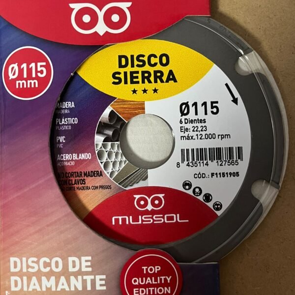 Disco diamante sierra 6 dientes 115mm
